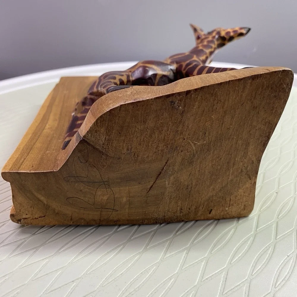 Giraffe Book End Wooden Hand‎ Carved - Safari Jungle Animal Nursery 8